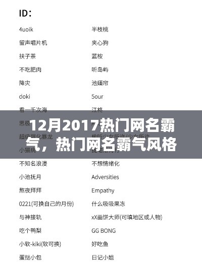 热门网名霸气风格制作指南,从初学者到进阶用户的霸气网名生成攻略(2017年12月版)