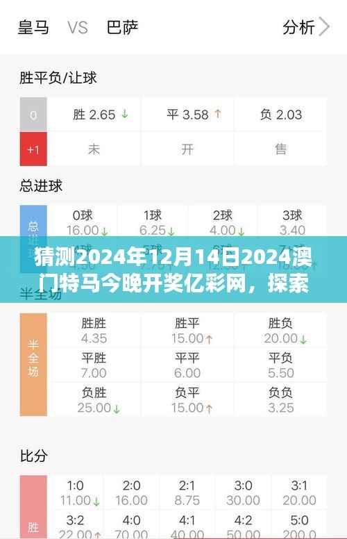 猜测2024年12月14日2024澳门特马今晚开奖亿彩网,探索预测与现实的微妙关系