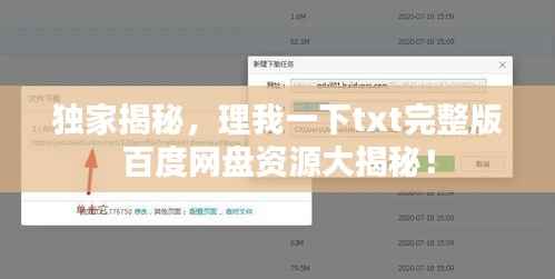 独家揭秘，理我一下txt完整版百度网盘资源大揭秘！